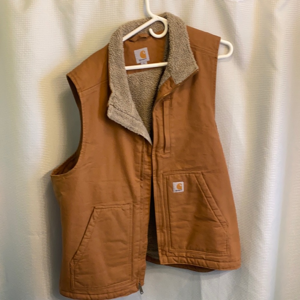 Carhartt Men's Washed Duck Sherpa Lined Mock Neck Vest Men’s Size XL